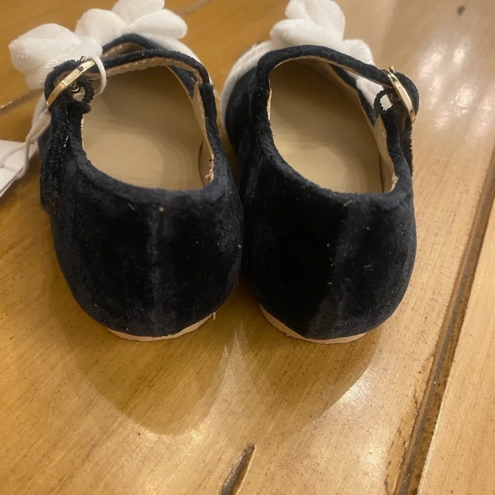 Janie & Jack Infant Girls Velvet Black Flats Dress Shoes New size 4